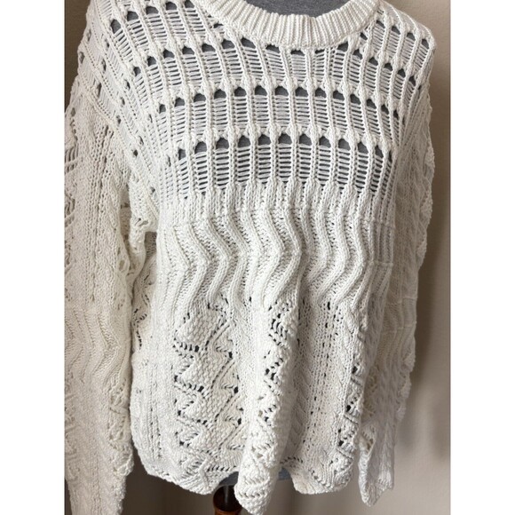 Kut From The Kloth Size Large Ivory Malia Crochet Knit Sweater - Picture 5 of 9